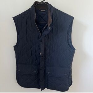 Barbour Blue Quilted Vest with Stand-Up Collar